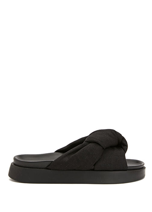 Siyah Kadın Keten Terlik - Görsel 2