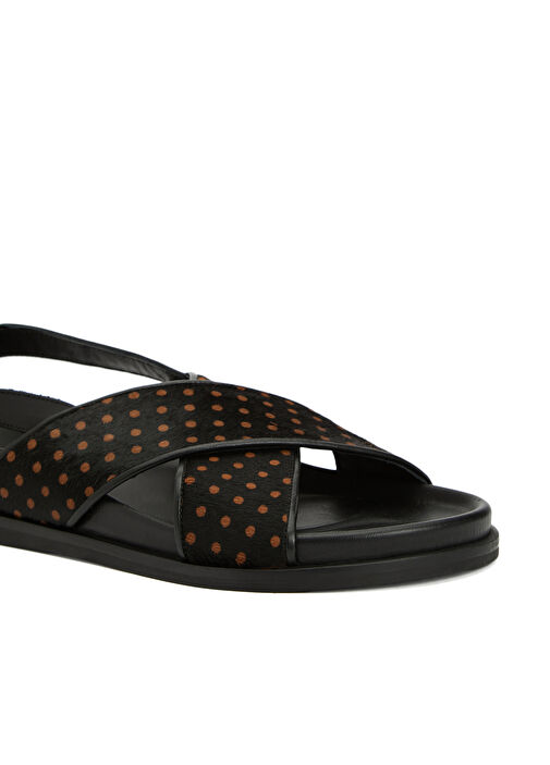 Siyah Leopar Desenli Kadın Sandalet - Görsel 7
