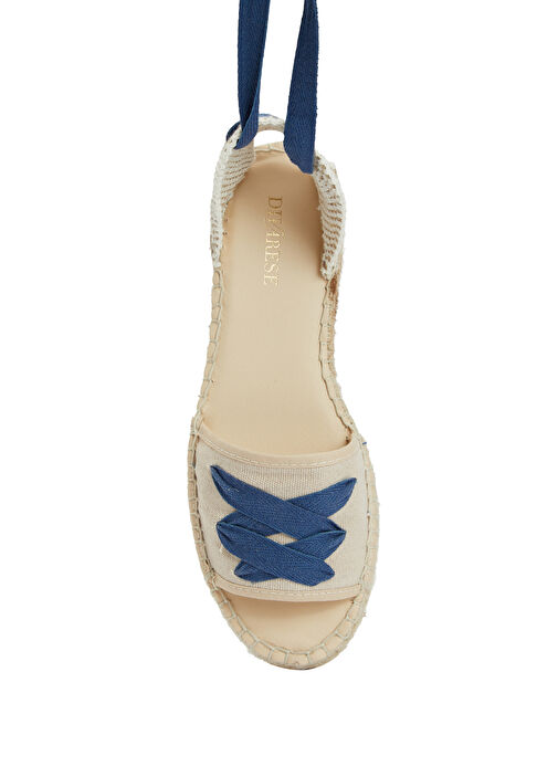 Kırık Beyaz Mavi Kadın Espadril - Görsel 5