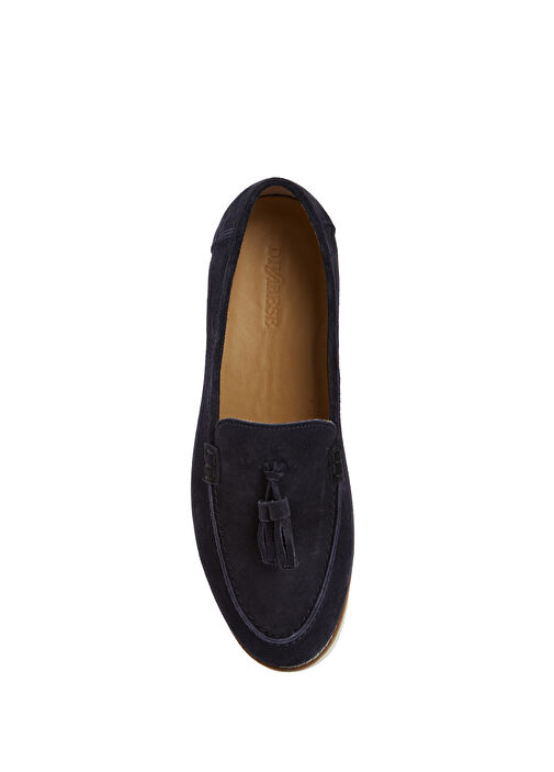 Lacivert Püskül Detaylı Kadın Deri Loafer - Görsel 5