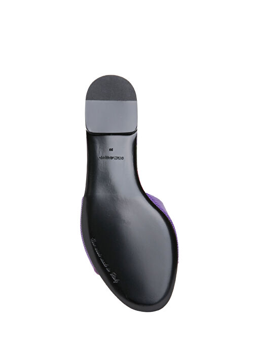 Mor Logo Detaylı Kadın Deri Terlik - Görsel 6