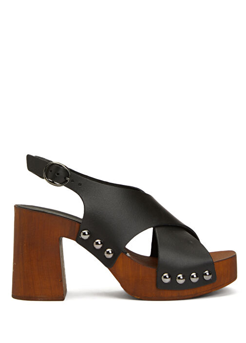 Siyah Kadın Süet Sandalet - Görsel 2