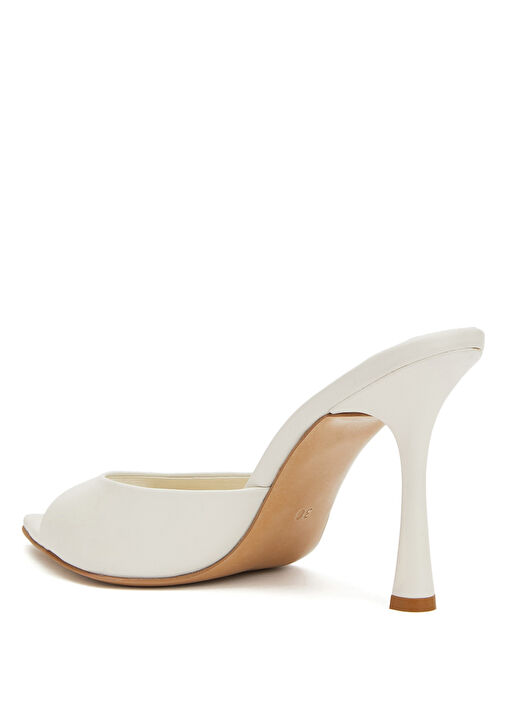 Kırık Beyaz Kadın Deri Terlik - Görsel 4