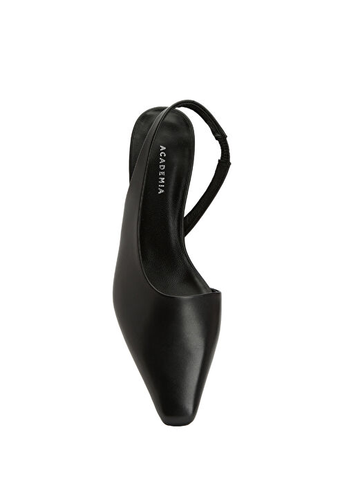 Essential Siyah Deri Topuklu Ayakkabı - Görsel 5