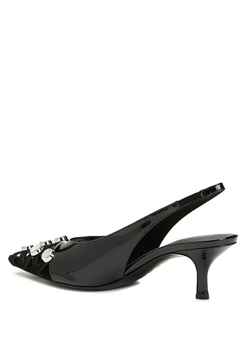 Siyah Deri Topuklu Ayakkabı - Görsel 4
