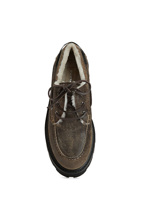 Kahverengi Kadın Deri Loafer - Görsel 5