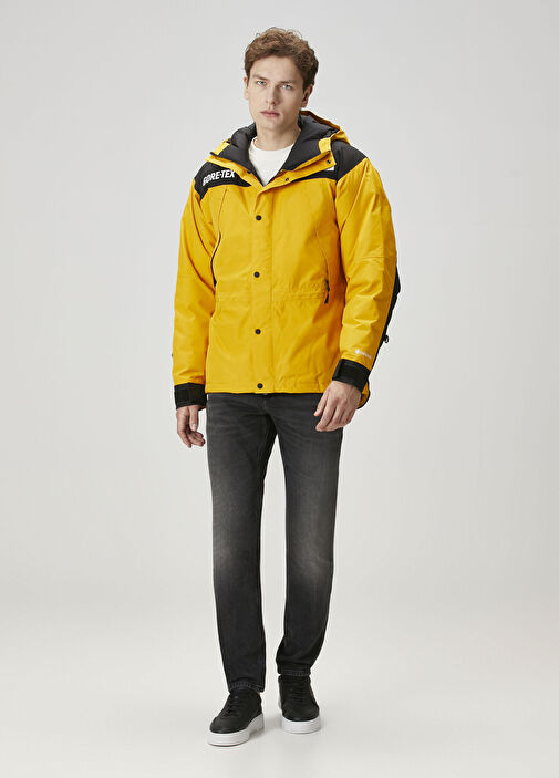 The North Face - Gore-Tex Siyah Sarı Kapüşonlu Mont - Siyah-Sarı