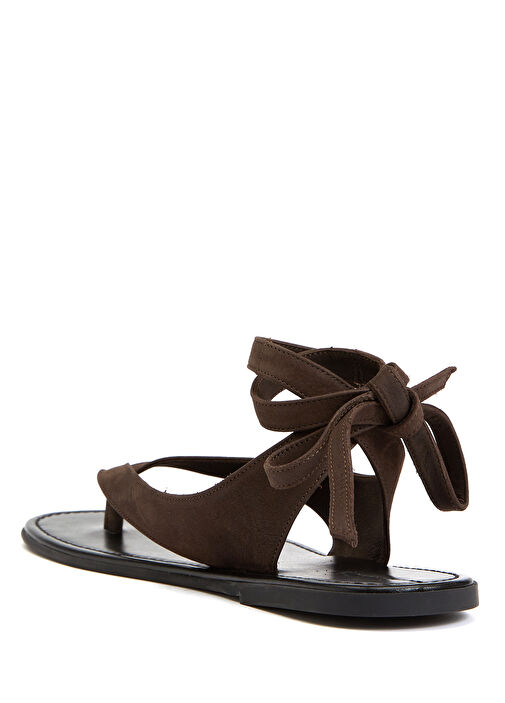 Kahverengi Kadın Deri Sandalet - Görsel 4
