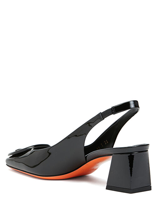 Siyah Deri Topuklu Ayakkabı - Görsel 4