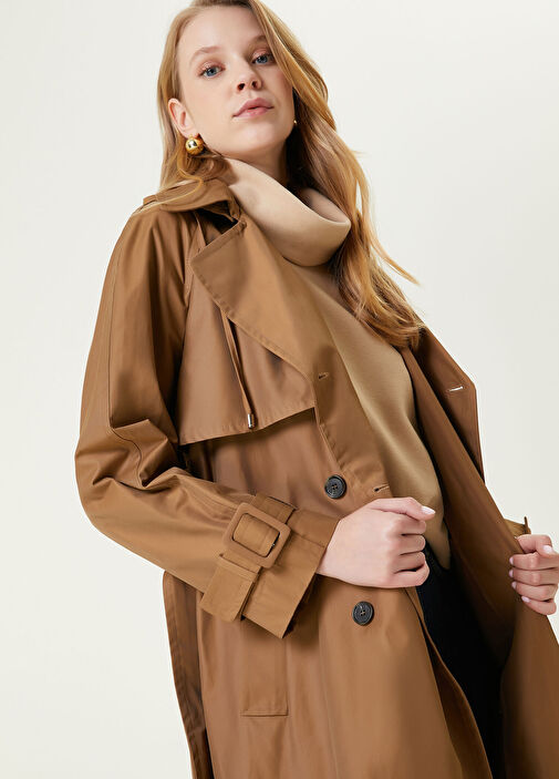 Beymen Club - Camel Kruvaze Gabardin Pardösü