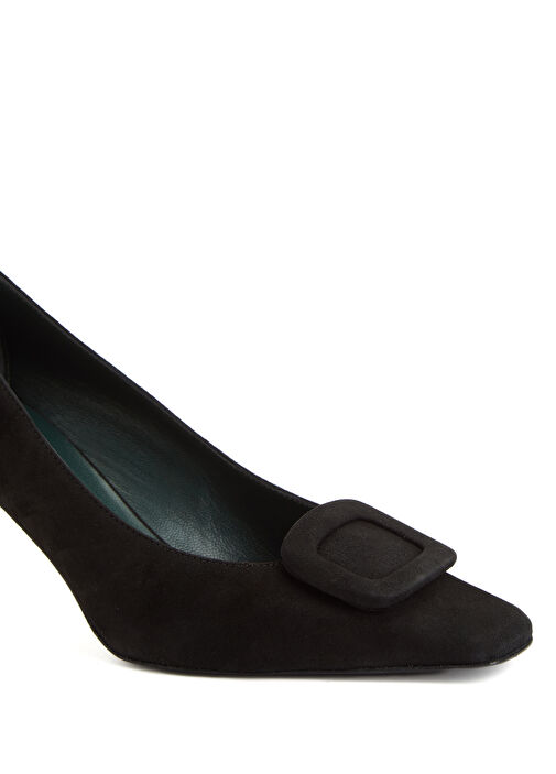 Siyah Toka Detaylı Kadın Süet Topuklu Ayakkabı - Görsel 7