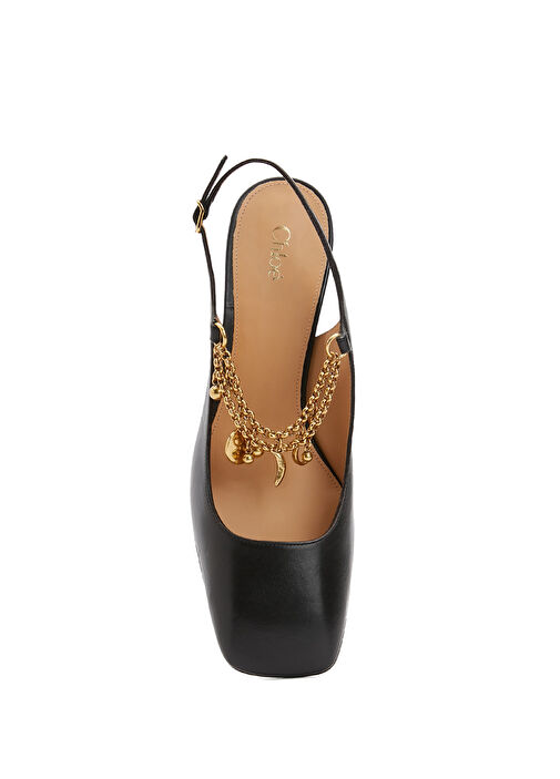 Siyah Deri Topuklu Ayakkabı - Görsel 5