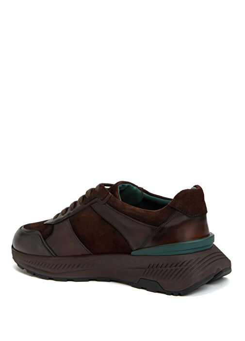 Kahverengi Vibram Taban Detaylı Erkek Deri Sneaker - Görsel 4