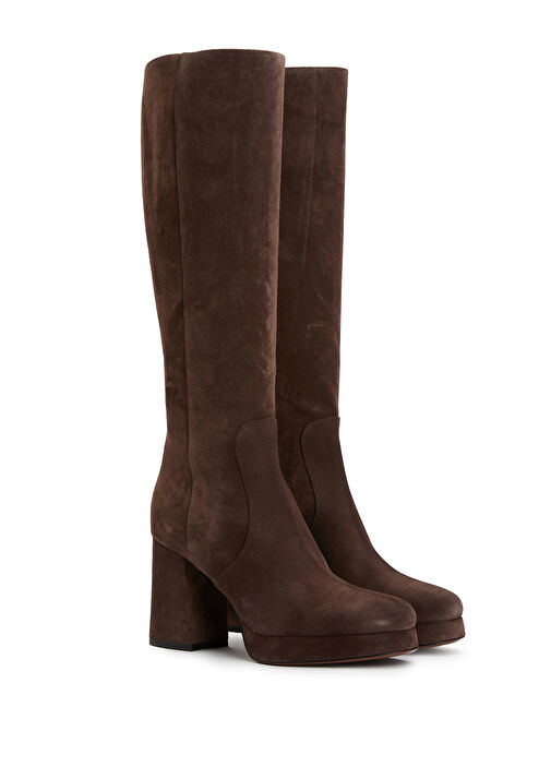 Koyu Kahverengi Kadın Deri Bot - Görsel 3