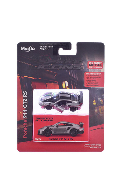 Porsche 911 GT2 RS ミニカー　世界限定1911個 Maisto - Speed Icons 1:64 Porsche 911 GT2 RS Metalik Gri Oyuncak