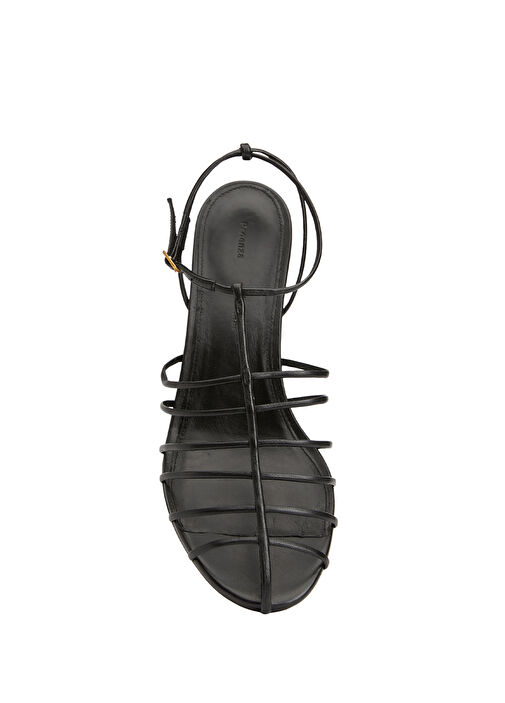 Tee Cage Siyah Topuklu Deri Sandalet - Görsel 5