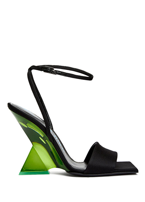 Siyah Yeşil Kadın Sandalet - Görsel 2