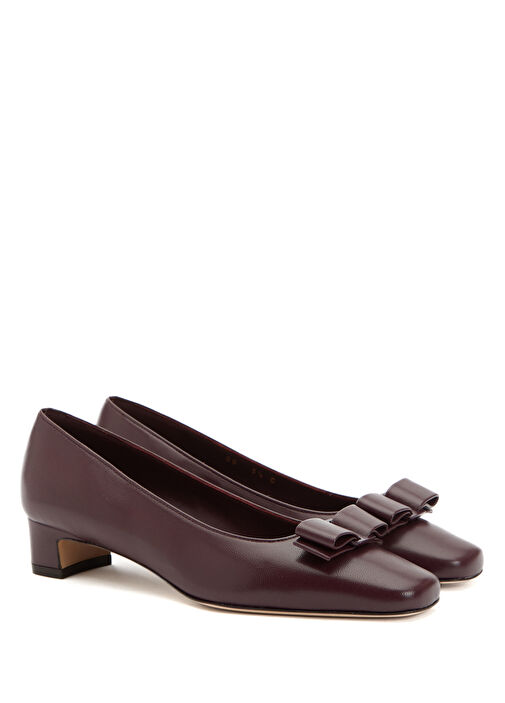 Bordo Deri Topuklu Ayakkabı - Görsel 3