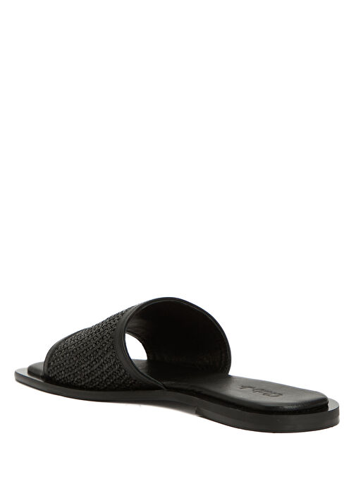 Siyah Rafya Dokulu Kadın Deri Terlik - Görsel 4