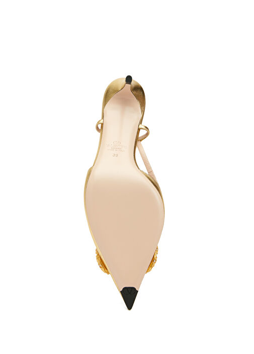 VLogo Signature Gold Deri Topuklu Ayakkabı - Görsel 6