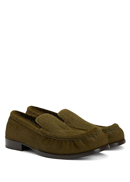 Haki Kadın Keten Loafer - Görsel 3