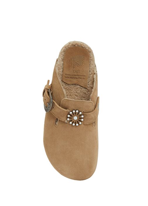 Koyu Bej Kadın Süet Terlik - Görsel 5