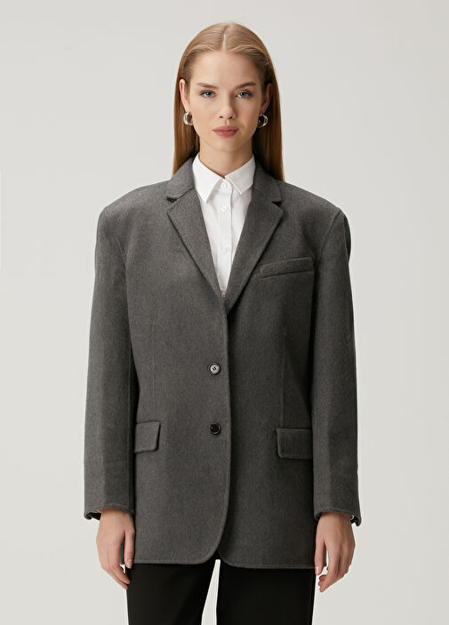 アウターその他 THEORY Woman Blazer Grey O1103103 25P Theory - Dark Grey Wool Blazer