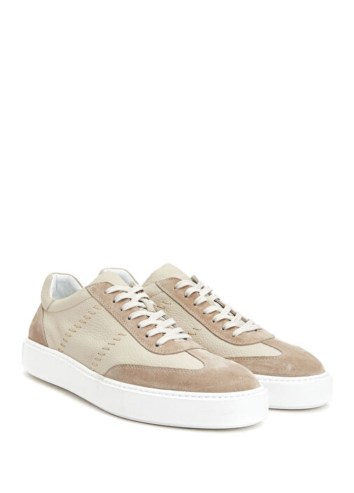 Bej Erkek Deri Sneaker - Görsel 3