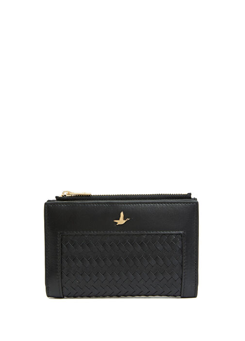 Siyah Örgü Kadın Deri Cüzdan