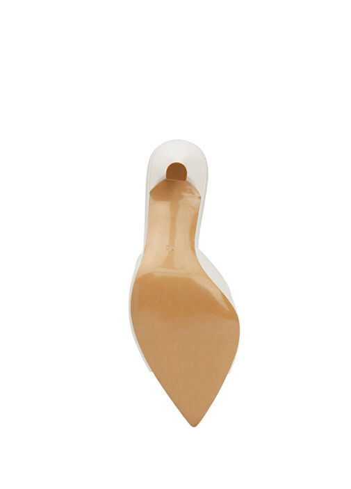 Kırık Beyaz Kadın Deri Terlik - Görsel 6