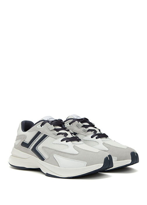 Beyaz Gri Erkek Deri Sneaker - Görsel 3