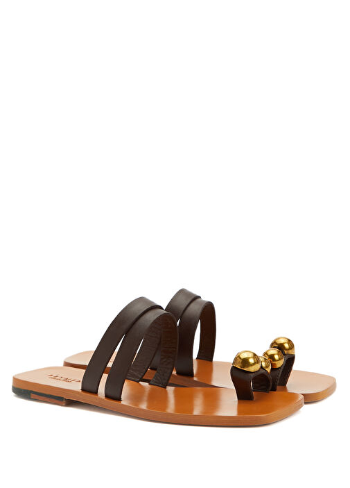 Kahverengi Kadın Deri Terlik - Görsel 3