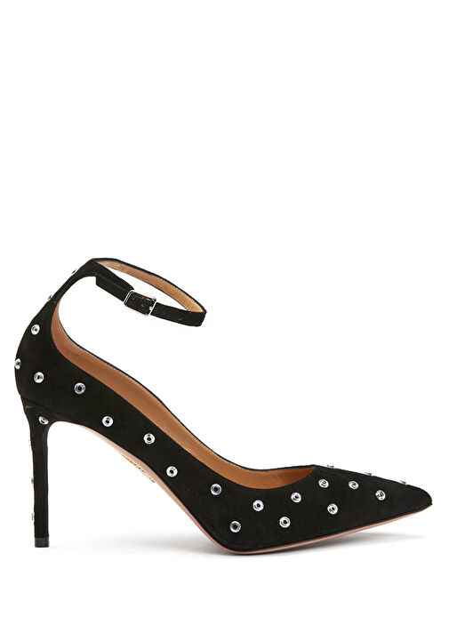 Love Affair Crystal Siyah Deri Topuklu Ayakkabı - Görsel 2