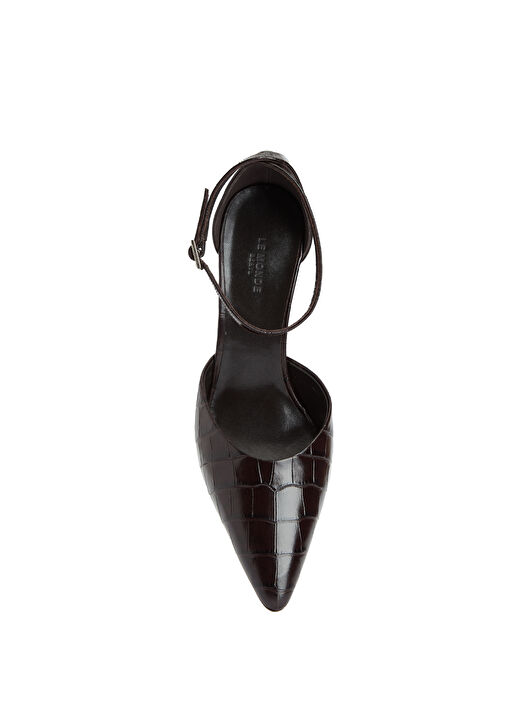 Victoria Koyu Kahverengi Deri Topuklu Ayakkabı - Görsel 5