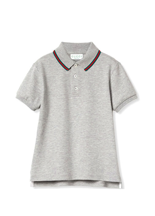 Gucci - Açık Gri Polo Yaka Erkek Çocuk T-shirt - Açık Gri