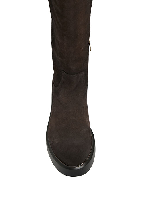 Koyu Kahverengi Kadın Deri Çizme - Görsel 5