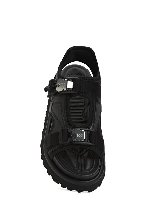 Siyah Logo Detaylı Erkek Sandalet - Görsel 5