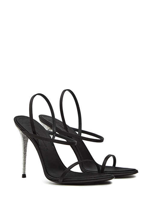 Intrigo Siyah Kadın Saten Sandalet - Görsel 2
