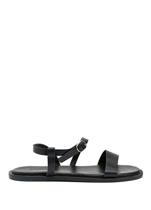 Siyah Kadın Deri Sandalet - Görsel 2