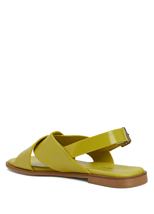 Sarı Kadın Deri Sandalet - Görsel 4
