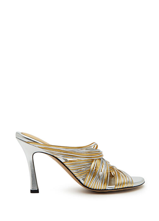 Bottega Veneta Altin Gümüs Bottega Veneta Deri Gold Silver Kadın Terlik