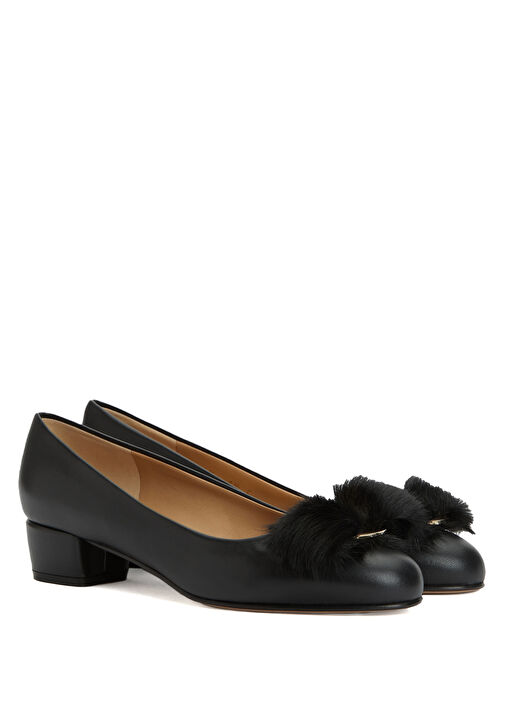 Siyah Deri Topuklu Ayakkabı - Görsel 3