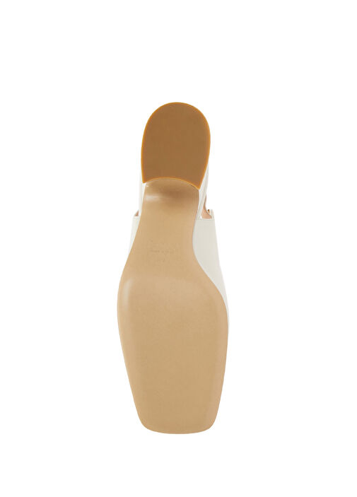 Ekru Deri Topuklu Ayakkabı - Görsel 6