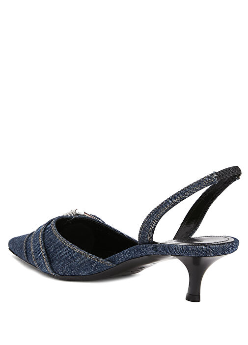 Voyou Koyu Mavi Denim Topuklu Ayakkabı - Görsel 4