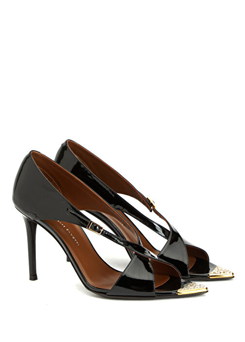 Lilibeth Siyah Rugan Deri Topuklu Sandalet - Görsel 3