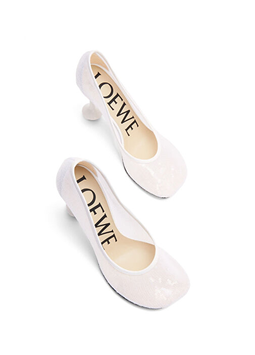 Toy Beyaz Payetli Deri Topuklu Ayakkabı - Görsel 4