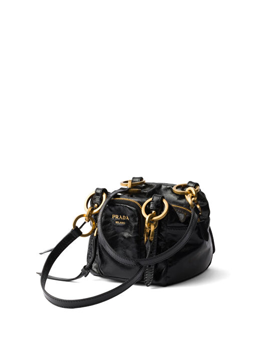 ★PRADA Dangle Leather Top-Handle Mini-Bag Black★ Black Prada Dangle leather top-handle mini-bag | PRADA