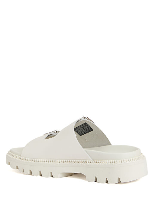 Beyaz Kadın Deri Terlik - Görsel 4