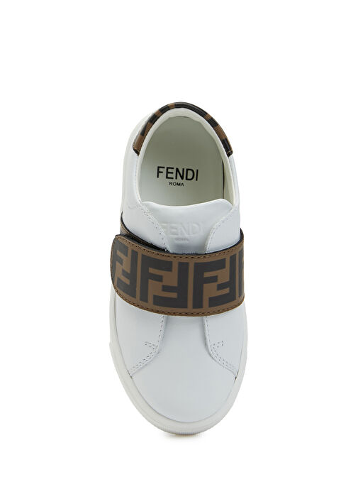 Beyaz Kahverengi Çocuk Deri Sneaker - Görsel 5