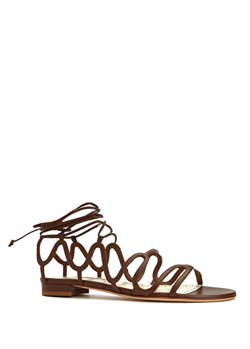 Fawda Kahverengi Kadın Deri Sandalet - Görsel 3